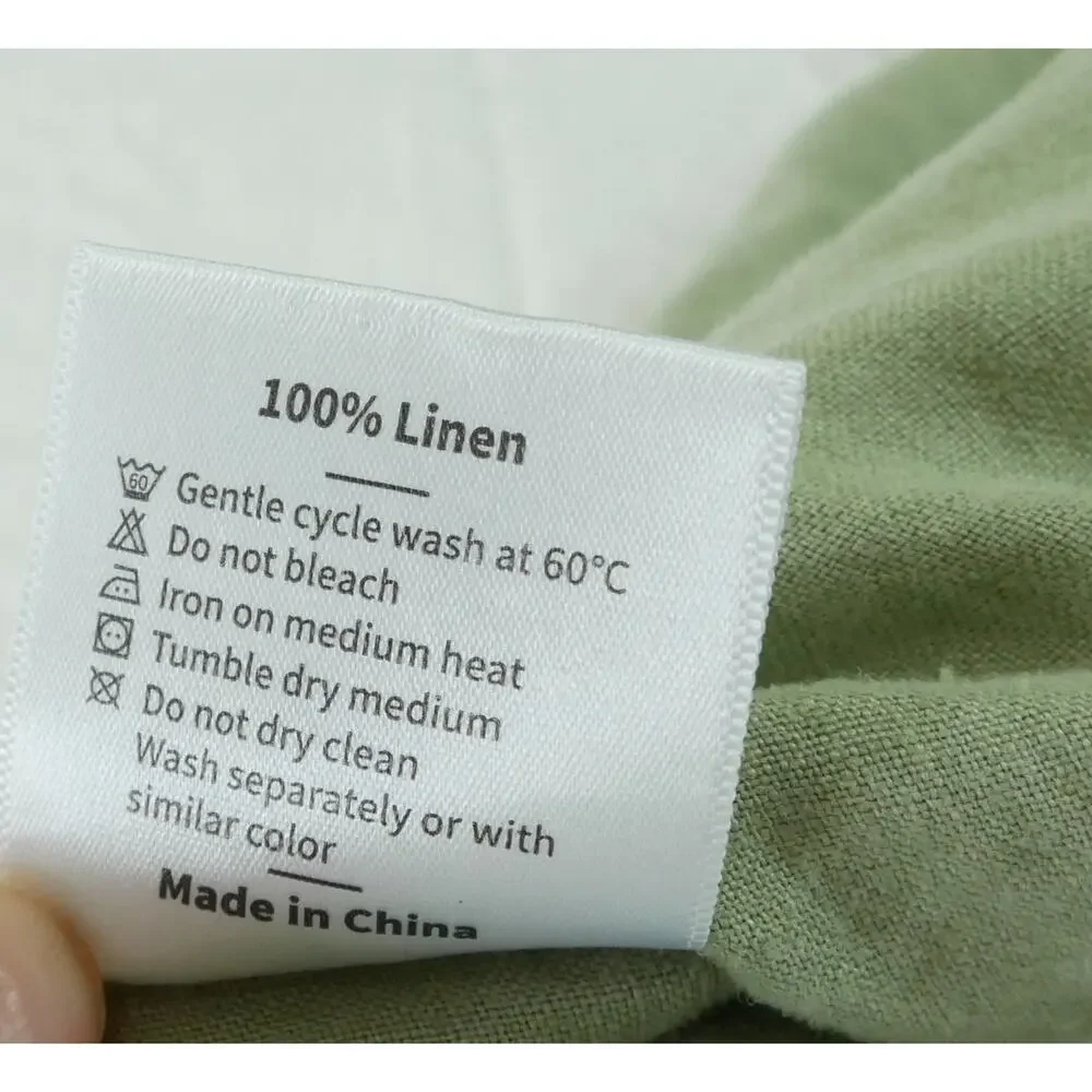 Simple Opulence 100% Linen Pillowcase Button Closure Green King 35” x 20” Modern